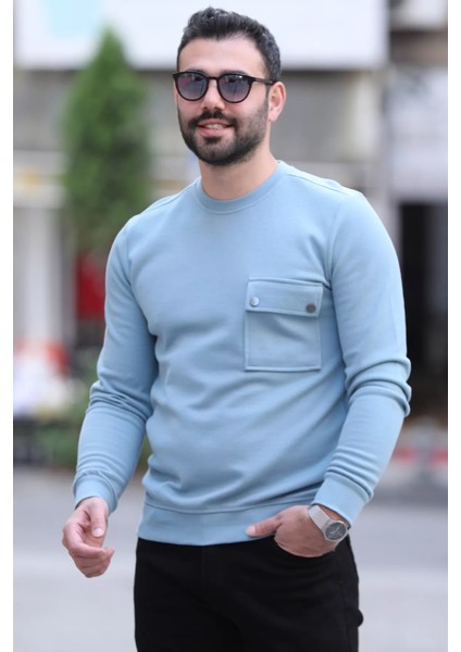 Bisiklet Yaka Cepli Erkek Sweatshirt modelleri