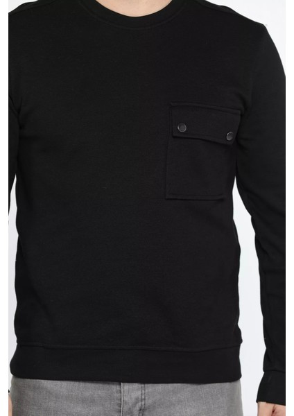Bisiklet Yaka Cepli Erkek Sweatshirt