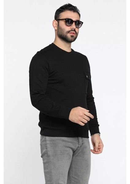 Bisiklet Yaka Cepli Erkek Sweatshirt modelleri