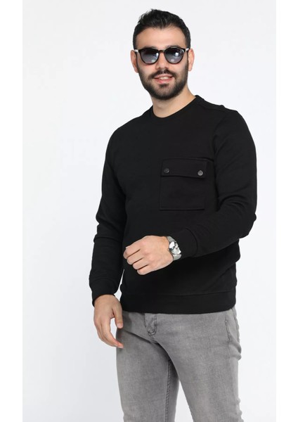 Bisiklet Yaka Cepli Erkek Sweatshirt fırsatları