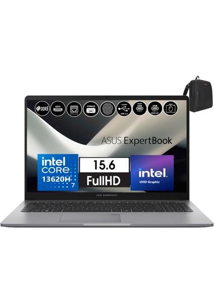 Expertbook P1 P1503 Intel Core I7-13620H 64GB Ddr5 2tb SSD Freedos 15.6 Fhd Intel UHD Taşınabilir Bilgisayar WP1503CVAI716512G0D34+ZETTAÇANTA