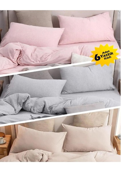 %100 Pamuk (Toplamda 6 ADET)2ADET Pembe 2ADET Bej 2ADET Gri 50X70YASTIK Kılıfı Pillow Case