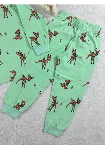 Bambi Desen Su Yeşili Kız Çocuk Pijama Takım modelleri