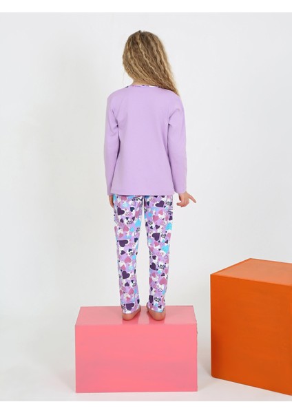 Love Lila Düğme Detaylı Kız Çocuk Pijama Takım modelleri