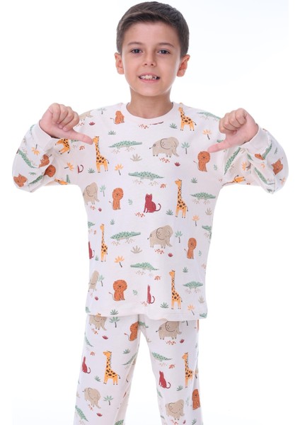 Safari Hayvan Desenli Çocuk Pijama Takımı