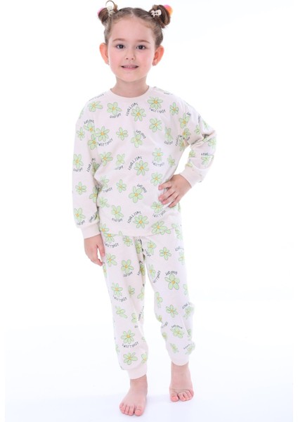 Yeşil Çiçekli Çocuk Pijama Takımı