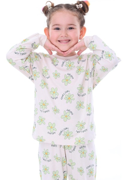 Yeşil Çiçekli Çocuk Pijama Takımı