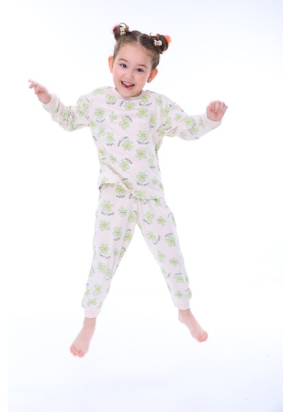 Yeşil Çiçekli Çocuk Pijama Takımı