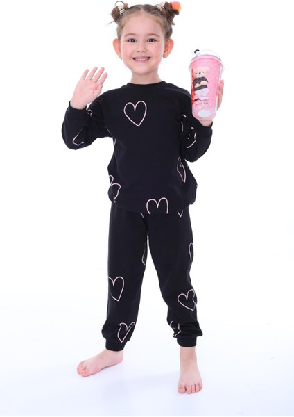 Kalp Desenli Çocuk Pijama Takımı