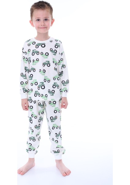 Traktör Desenli Çocuk Pijama Takımı