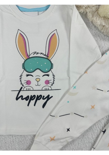 Tavşan Desen Beyaz Kız Çocuk Pijama Takım modelleri