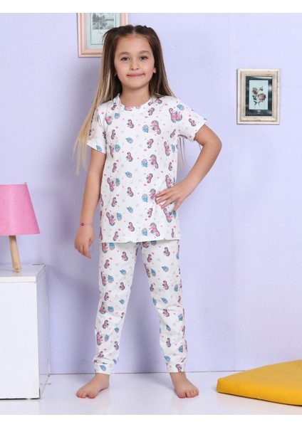 Denizatı Desenli Beyaz Pijama Takımı modelleri