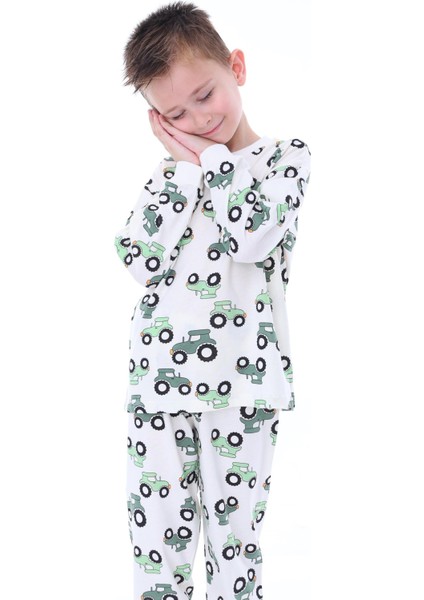 Traktör Desenli Çocuk Pijama Takımı