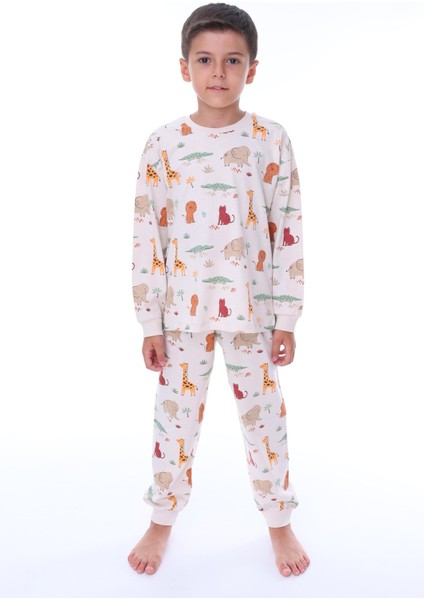 Safari Hayvan Desenli Çocuk Pijama Takımı