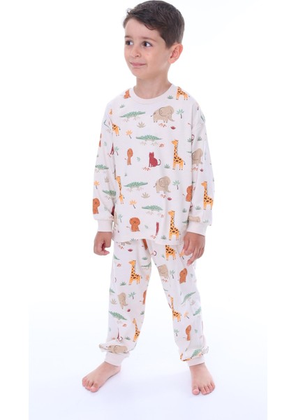 Safari Hayvan Desenli Çocuk Pijama Takımı modelleri