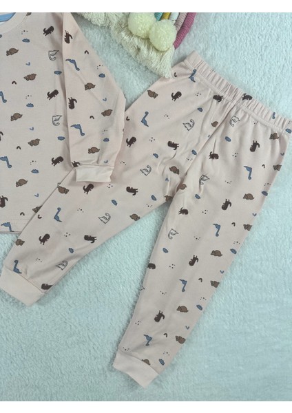 Dinozor Desen Pudra Kız Çocuk Pijama Takım fiyatları