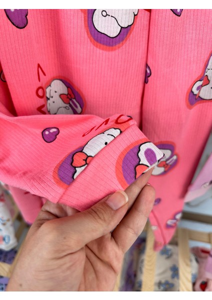 Kalp Desen Fitilli Pembe Kız Çocuk Pijama Takım fiyatları