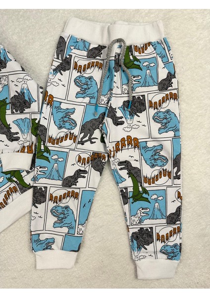 Dinozor Desen Cepli 3iplik Erkek Çocuk Pijama Takım