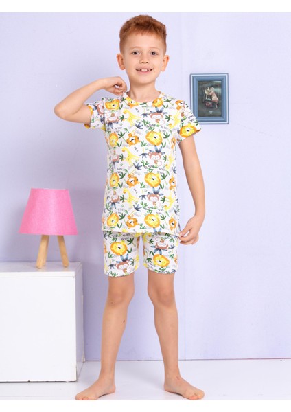 Hayvan Desenli Renkli Şort Pijama Takımı