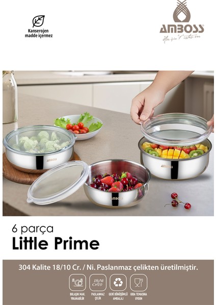 6 Parça Little Prime Paslanmaz Çelik Saklama Kabı