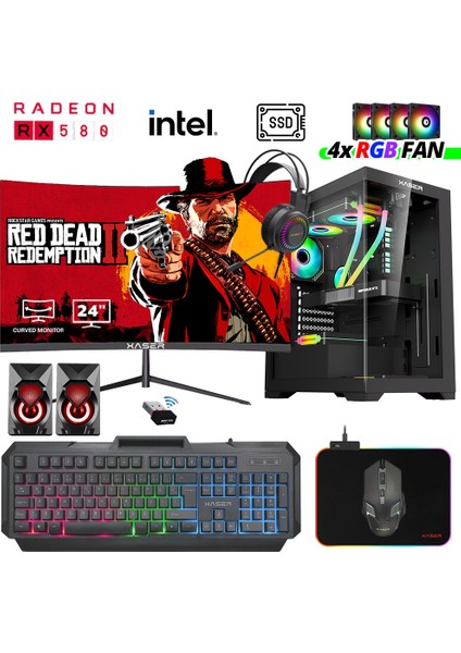 XSR1011 I5 7400 32GB Ram 256GB SSD 8gb RX580 Ekran Kartı 24" Curved Oyun Bilgisayarı