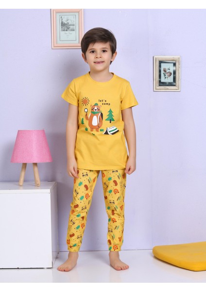 Ayıcık Desenli Sarı Pijama Takımı