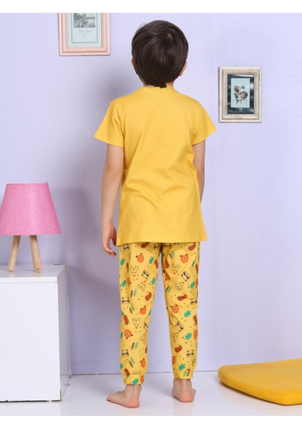 Ayıcık Desenli Sarı Pijama Takımı