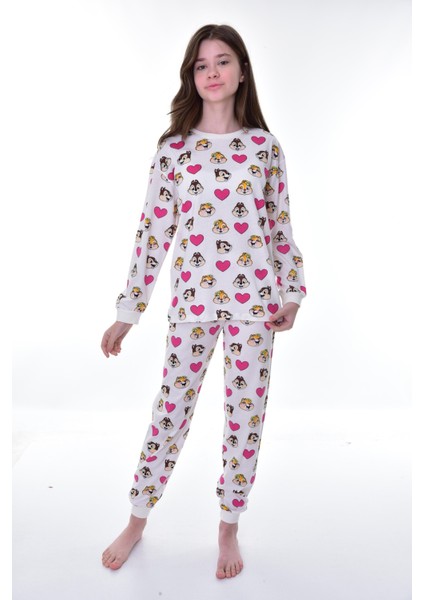 Minykids Sincap Desenli Beyaz Çocuk Pijama Takımı modelleri