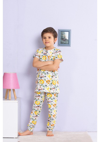 Hayvan Desenli Renkli Pijama Takımı