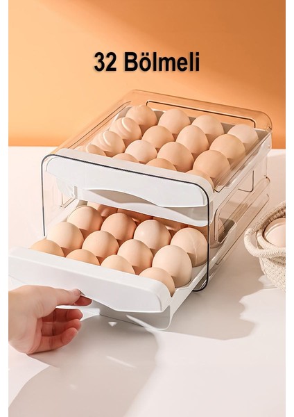 32 Bölmeli Plastik Yumurtalık Buzdolabı Düzenleyici Yumurta Saklama Çekmecesi