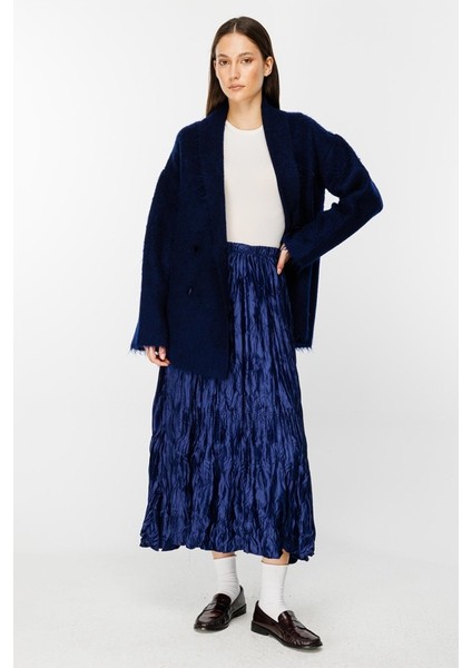 Pileli Kırınkıl Saten Etek Lacivert fırsatları