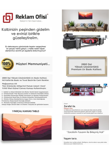 Soyut Geyik, Manzara Dekoratif, Modern Premium Kanvas Tablo