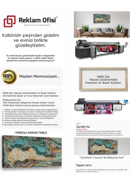 Doğal Taş Dokusu, Mint ve Kahve Desenli Premium Kanvas Tablo