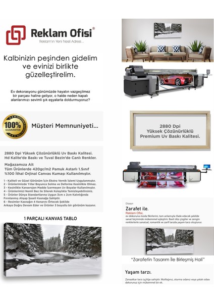 Kar, Kış Temalı, Orman Manzaralı Premium Kanvas Tablo