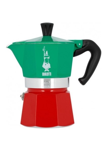 Moka Express Italia 3 Cup 150 ml Yeşil Kırmızı