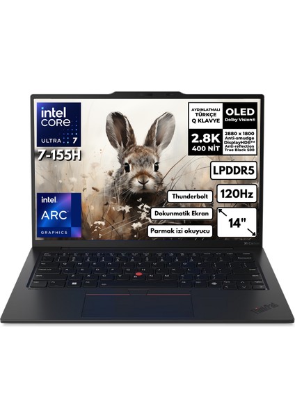 Thinkpad X1 Carbon G12 Ultra 7-155H 32-Gbddr5 2 Tbssd 14" OLED Touch Windows 11 Pro 21KC00B7TX Bt2