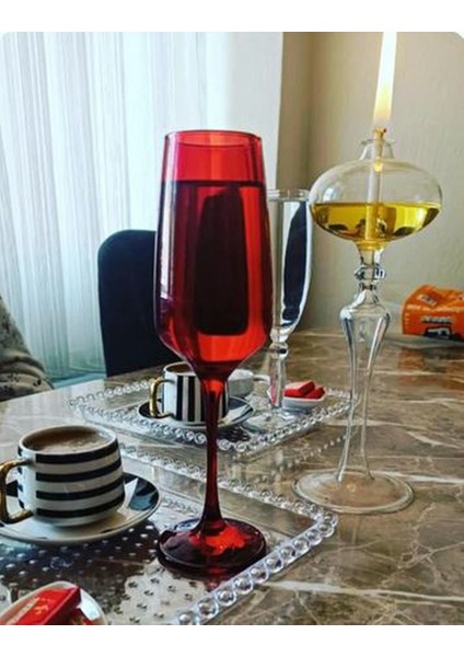 Happy Holidays Ayaklı Şampanya Kadehi Kırmızı 195 cc 2'li 440079