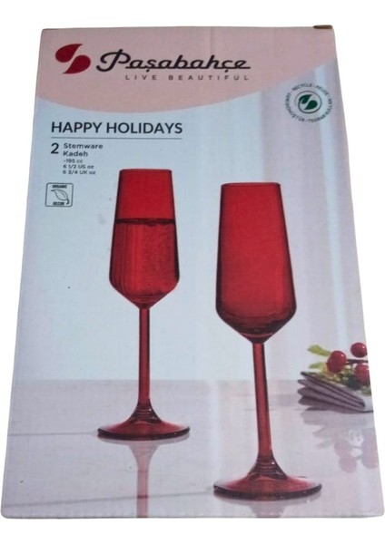 Happy Holidays Ayaklı Şampanya Kadehi Kırmızı 195 cc 2'li 440079 modelleri