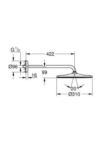 Rainshower Mono 310 Baş Duş Seti 422 Mm, 1 Püskürtme - 26558DL0