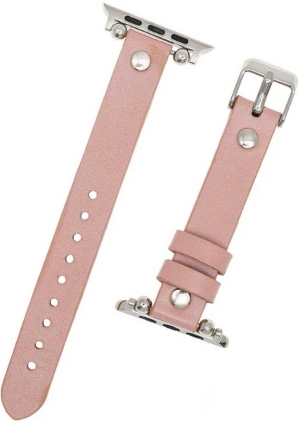 Apple Watch Slim Deri Kordon 42 ve 44 mm Uyumlu Pembe