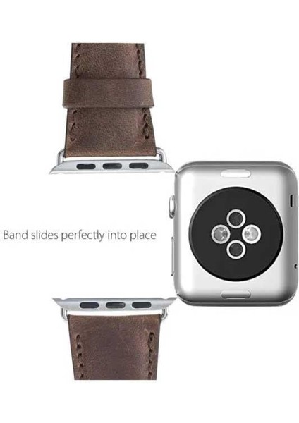 Apple Watch Slim Deri Kordon 42 ve 44 mm Uyumlu Pembe