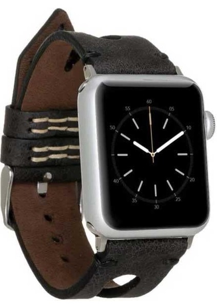 Apple Watch Deri Kordon 42 ve 44 mm Uyumlu Siyah