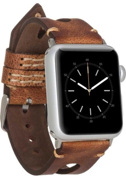 Apple Watch Deri Kordon 42 ve 44 mm Uyumlu Taba