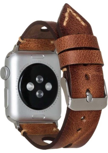 Apple Watch Deri Kordon 42 ve 44 mm Uyumlu Taba
