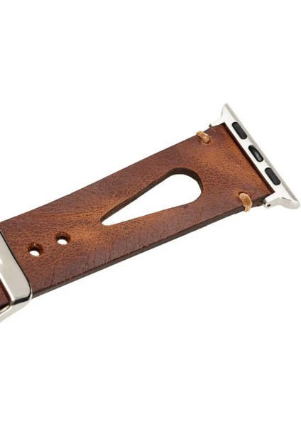Apple Watch Deri Kordon 42 ve 44 mm Uyumlu Taba