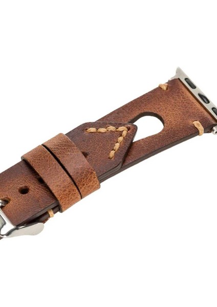 Apple Watch Deri Kordon 42 ve 44 mm Uyumlu Taba