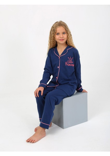 Little Princess Lacivert Düğmeli Kız Çocuk Pijama Takım fiyatları
