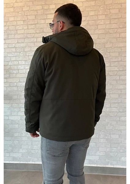 Erkek Astarlı Fermuarlı Kapüşonlu Mont