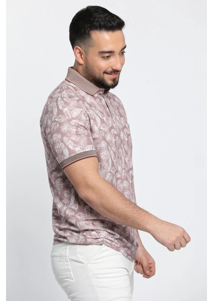 Yaprak Baskılı Polo Yaka Erkek Tişört modelleri