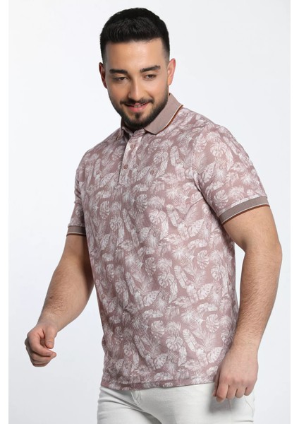 Yaprak Baskılı Polo Yaka Erkek Tişört fırsatları
